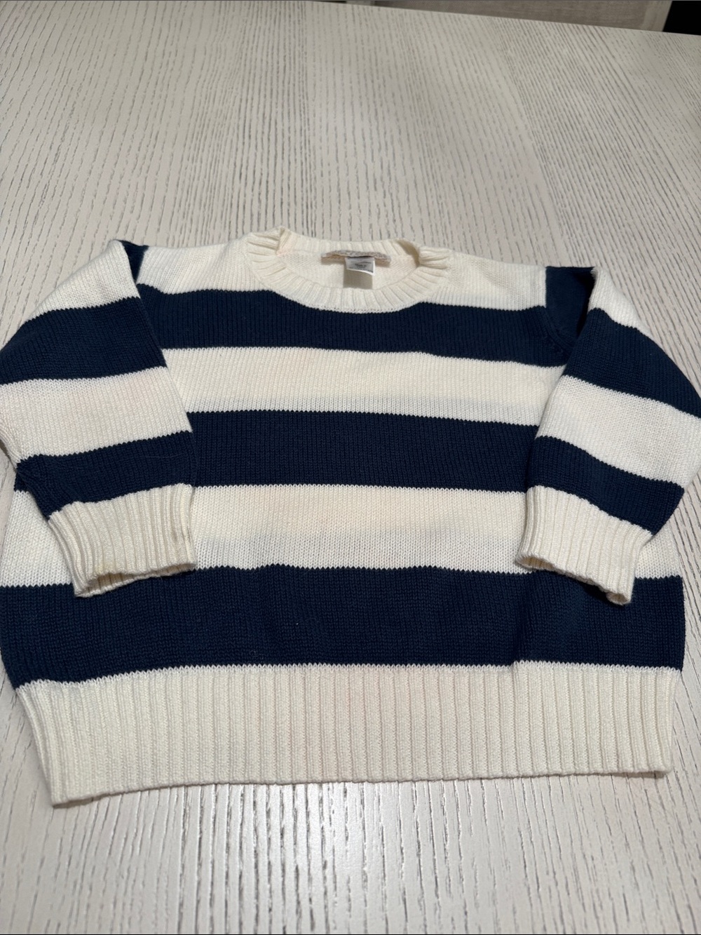 The Beaufort Bonnet Company Navy and White Striped Crewneck Sweater - 2T